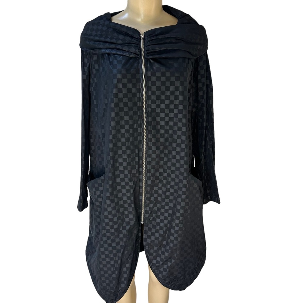 Sun Kim Lagenlook long oversized full zip checkered Coat Size small
